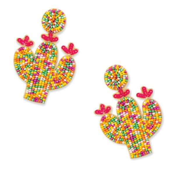 MYRA BAG Multi Color Cactus Seed Bead Earrings NWT - Picture 2 of 2